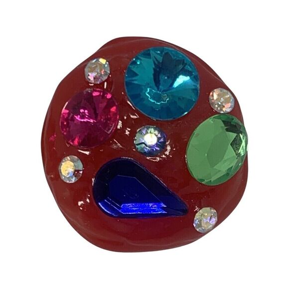 VTG Don Lin Pink Rhinestone Statement Earrings Lucite 80s Pop Art - Picture 7 of 13